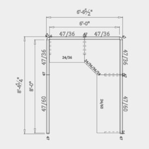 Single 6′ x 8′ x 47” H drawing