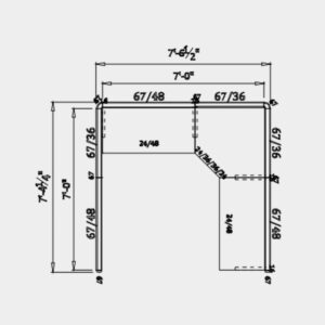 Drawing of a 7′ x 7′ x 67” H cubicle