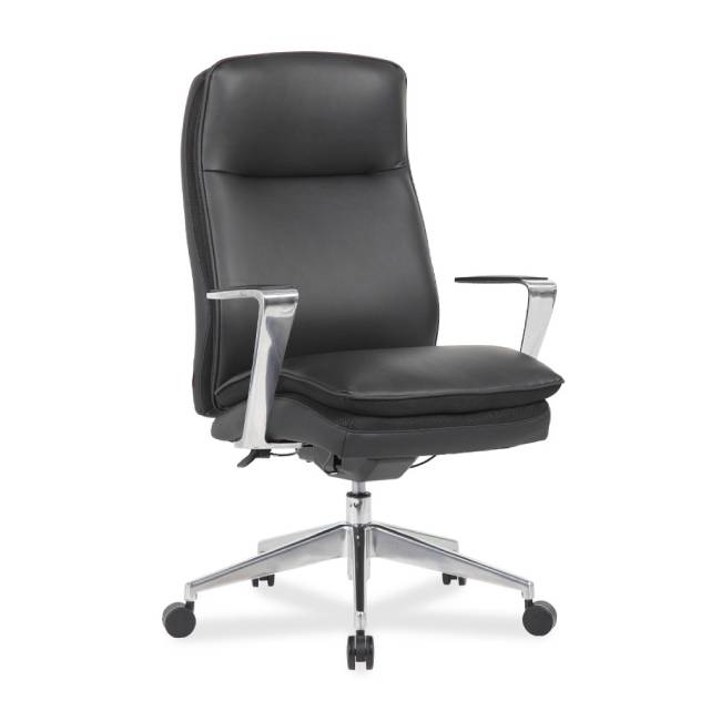 Obsidian High Back Conference Chair with Fixed Aluminum Arms and Base